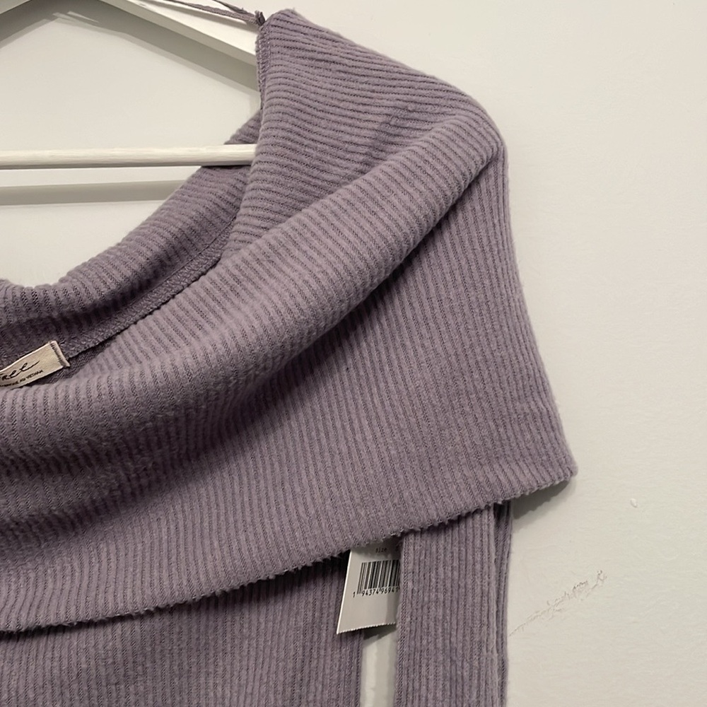 Free People Lavender Off-Shoulder Sweater - Picture 4 of 5